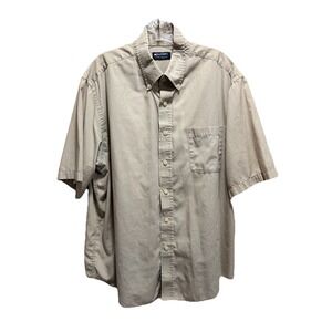 Puritan Beige Button Up Shirt Size XL (46/48)‎ Short Sleeve Lightweight Workwear
